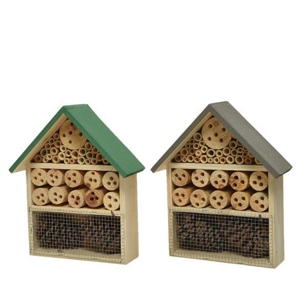 Insekthotel træ, mørkegrå top - Blomsterverden